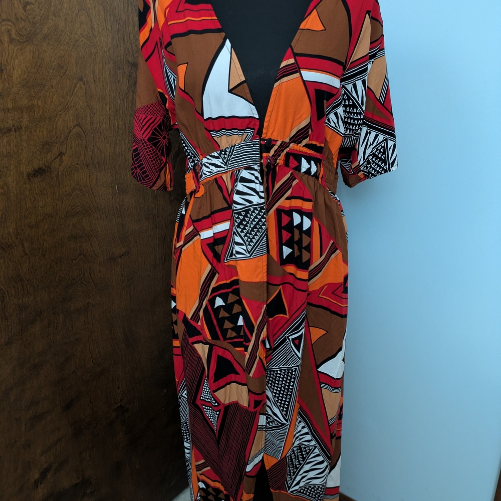 IMAN Bold Multicolor Geometric Dress